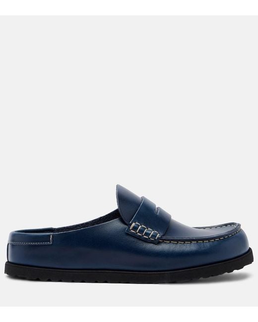 Birkenstock Blue Naples Leather Mules