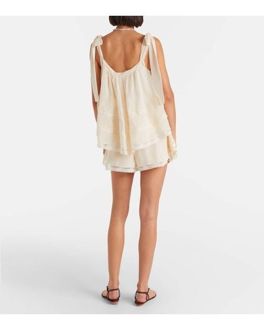 Zimmermann Natural Awaken Lace-Trimmed Cotton And Silk Shorts