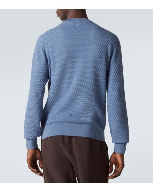 Canali Blue Cotton And Silk Sweater for men
