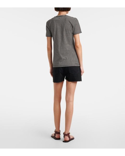 Nili Lotan Black Lana Striped Cotton-Blend T-Shirt