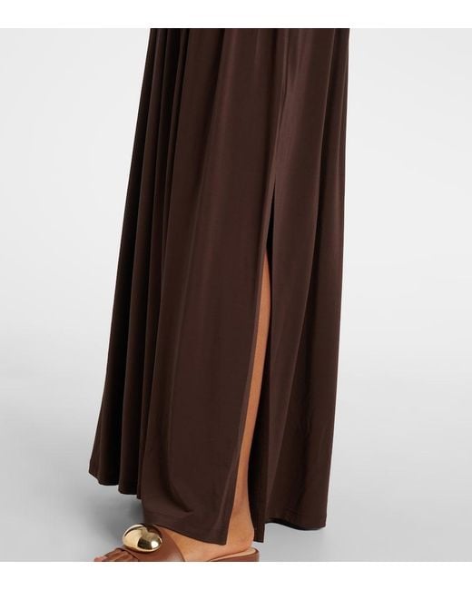 Max Mara Brown Pleated Gathered Maxi Dress