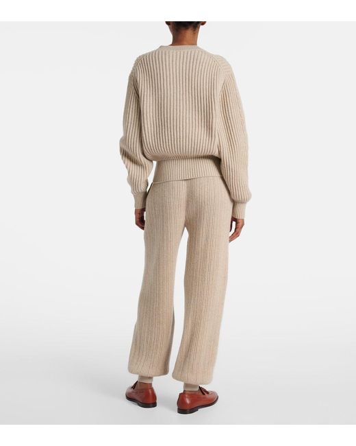 Loro Piana Natural Plane Tree Ribbed-Knit Cashmere Sweater