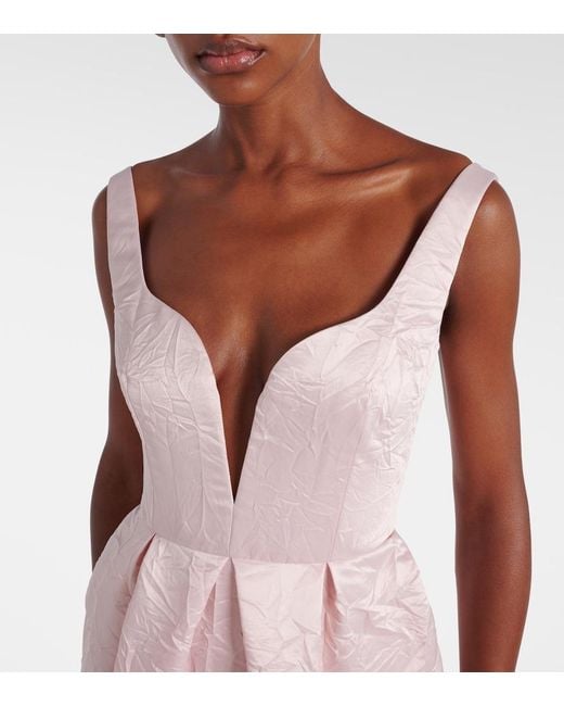 Erdem Pink Embroidered Satin Gown