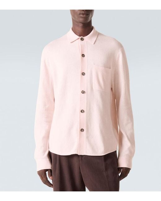 Allude Pink Cotton And Cashmere Overshirt for men