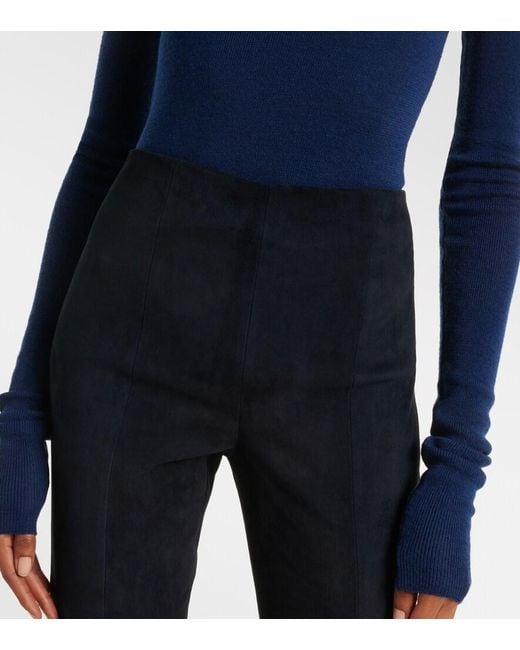 Stouls Blue Gege Suede Flared Pants