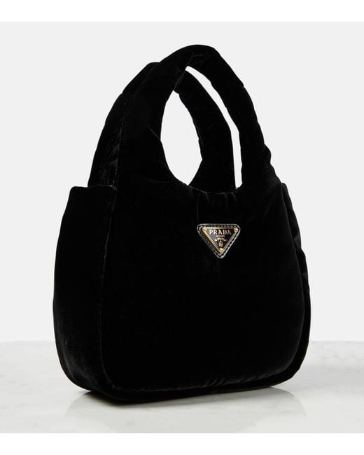 Prada Black Mini Padded Velvet Tote Bag