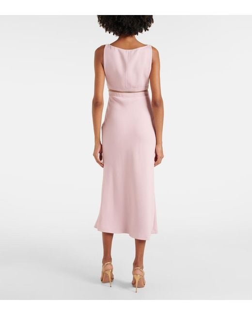 Giambattista Valli Pink Bow-Detail Crepe Midi Dress