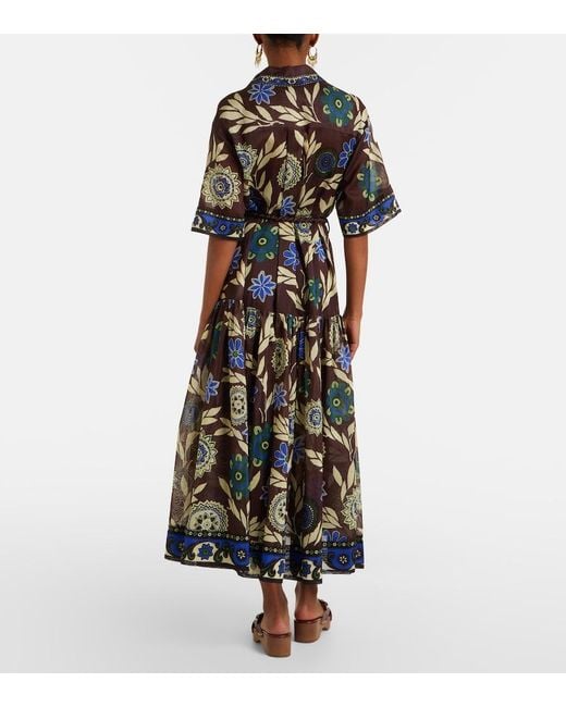 ALÉMAIS Black Jasper Printed Cotton And Silk Shirt Dress