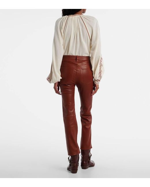 FRAME Brown Hose Reboot Crop Aus Leder