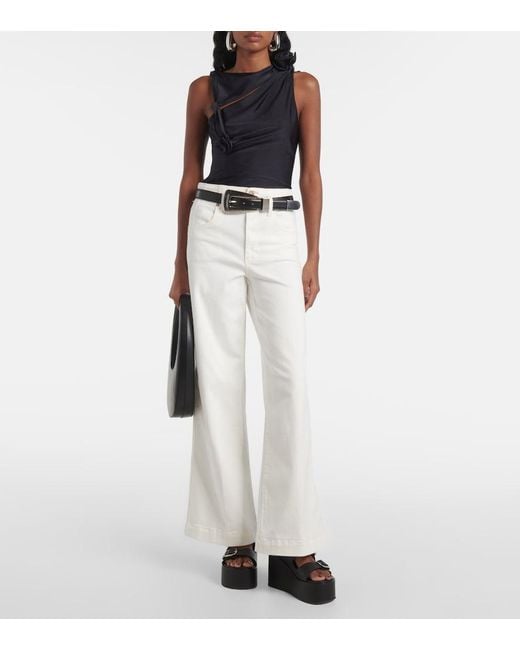 FRAME White The Seamed Wide High-Rise Pants