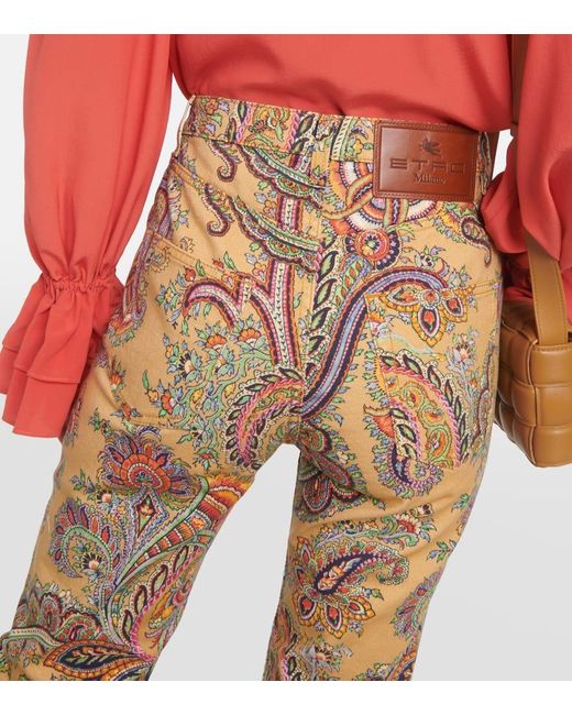 Pantalones rectos de sarga de algodon Etro de color Natural