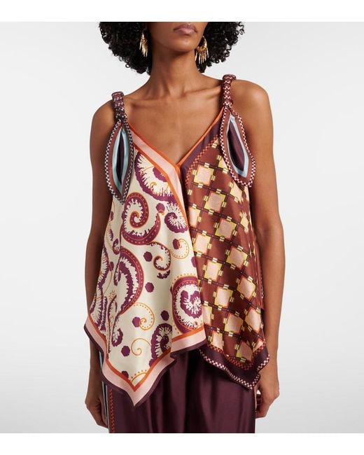 ALÉMAIS Multicolor Wilson Printed Silk Twill Top