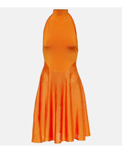 Vestido corto de jersey con cuello alto Alaïa de color Orange