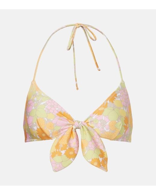 Chloé Multicolor Bow-Detail Floral Bikini Top