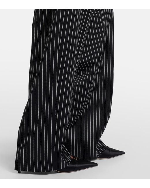 Tom Ford Black Striped Wool And Cotton Straight Pants