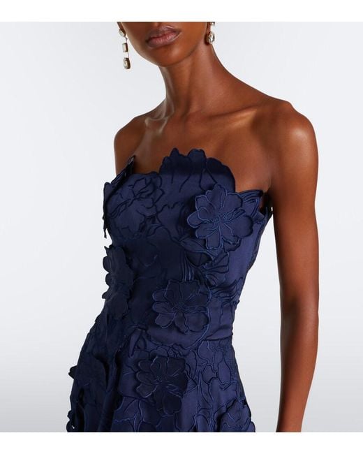 Costarellos Blue Brissa Floral Embroidered Cocktail Dress