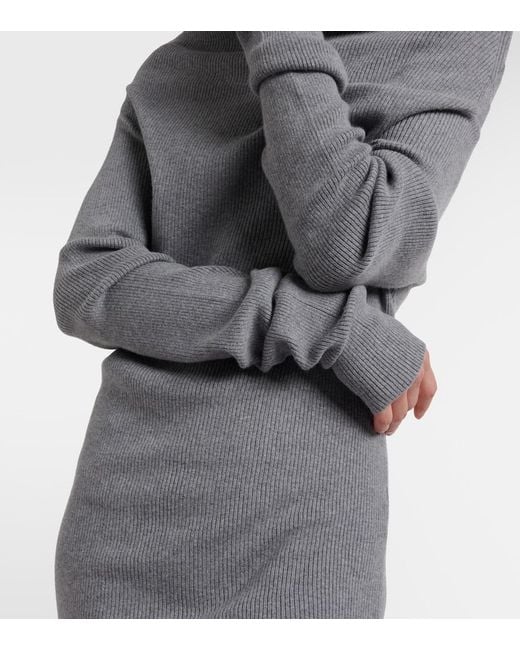 Lisa Yang Gray Aige Cotton And Cashmere Minidress