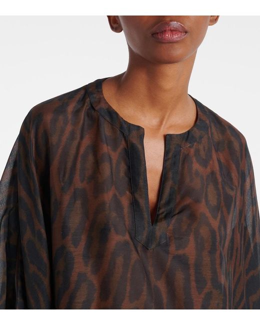 Tom Ford Black Leopard-Print Cotton And Silk Kaftan