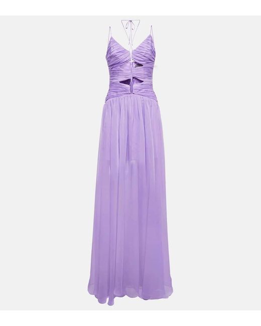 Rasario Purple Cutout Chiffon Gown