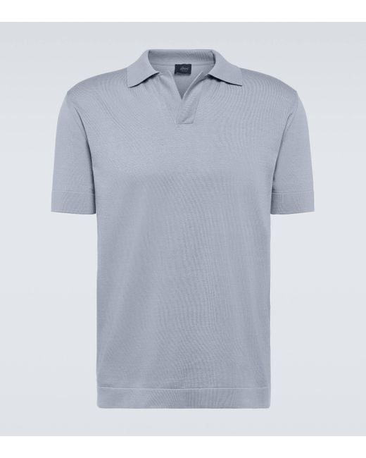 Brioni Gray Cotton And Silk Polo Shirt for men