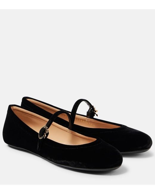 Gianvito Rossi Black Carla Velvet Ballet Flats
