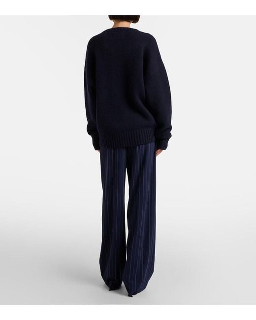 Ralph Lauren Blue Jody Wool Wide-Leg Pants