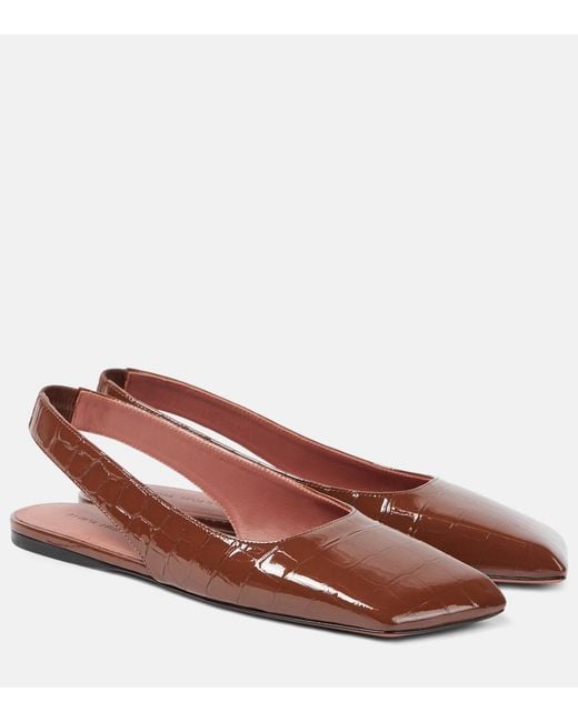 AMINA MUADDI Brown Ane Patent Leather Slingback Flats