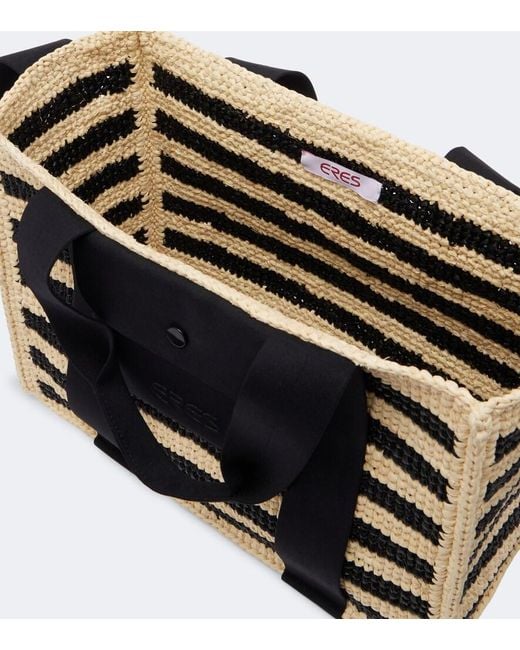 Eres Black Voyageur Mini Raffia Top-Handle Bag