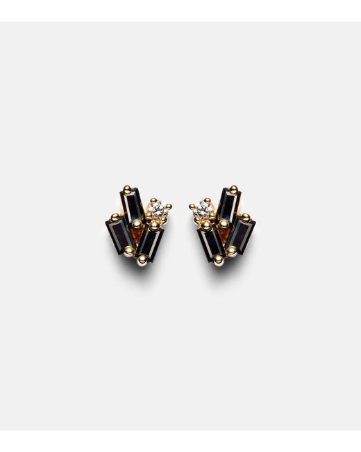 Suzanne Kalan Fireworks 18kt Gold Earrings With Black Sapphires And Diamonds