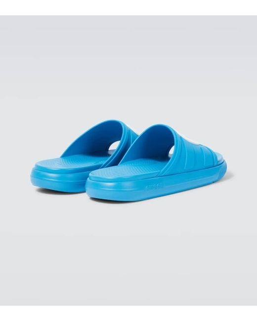 Gucci Blue Pursuit Interlocking G Slides for men