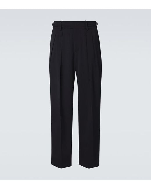 Dolce & Gabbana Blue Virgin Wool Gabardine Wide-Leg Pants for men