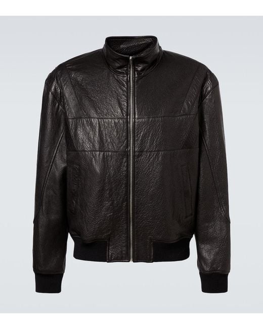 Saint Laurent Black Leather Bomber Jacket for men