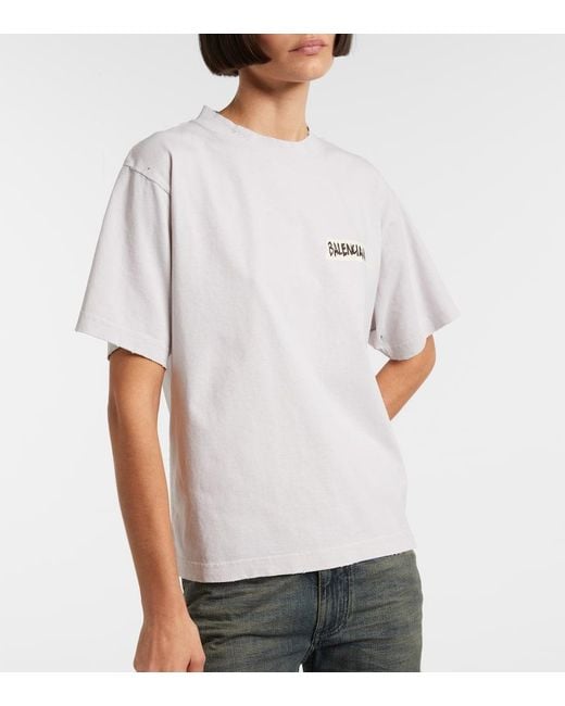 Balenciaga White Logo Cotton Jersey T-Shirt