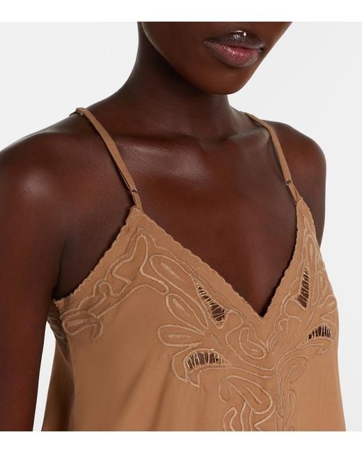 Juliet Dunn Brown Broderie Anglaise Cotton Slip Dress