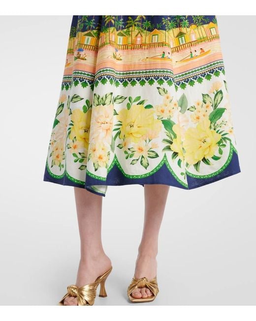 Farm Rio Yellow Bedrucktes Midikleid