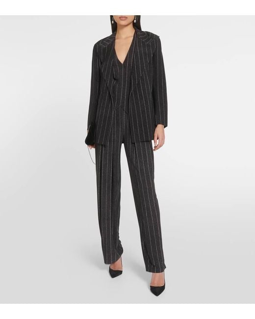 Norma Kamali Black Chalk Stripe Racerback Vest