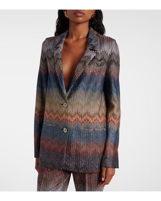 Missoni Blue Zigzag Lame Blazer