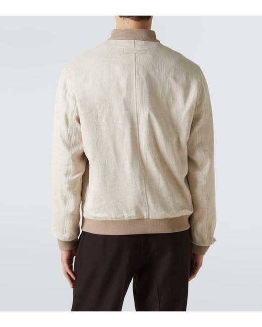 Chaqueta Bomber De Lino Zegna de hombre de color Natural