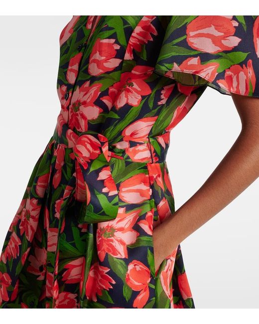 Carolina Herrera Multicolor Bedrucktes Hemdblusenkleid aus Seide