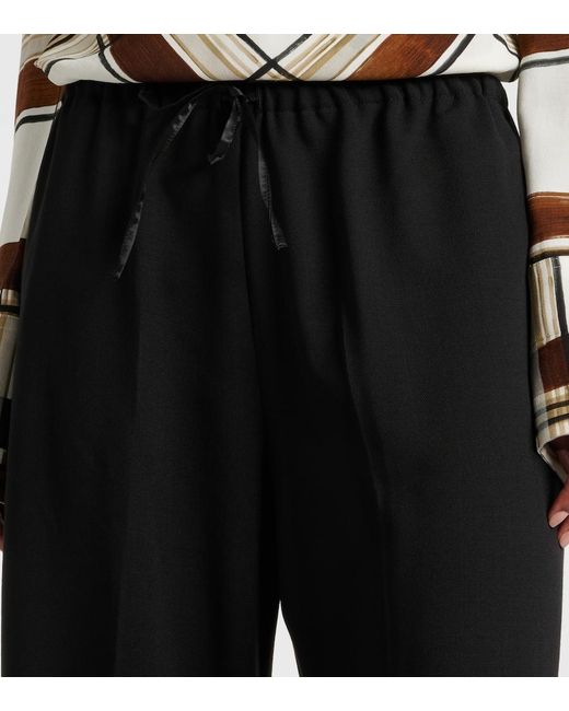 Dries Van Noten Black Wool Straight Pants