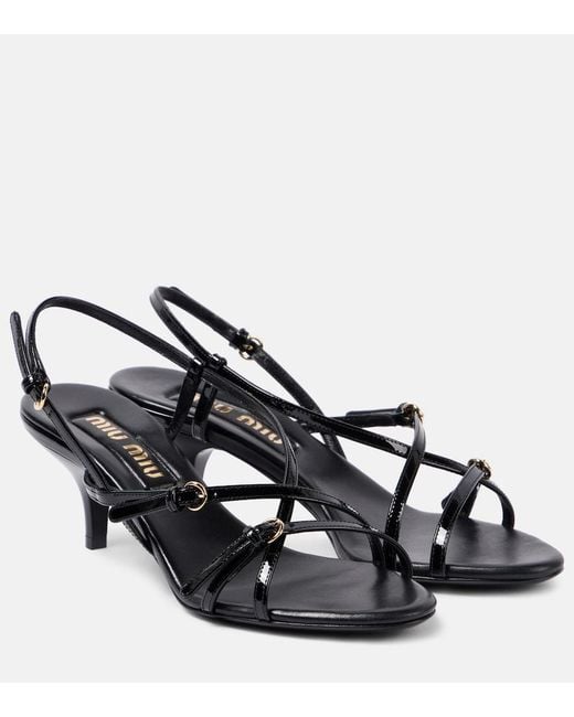 Miu Miu Metallic 55 Patent Leather Sandals