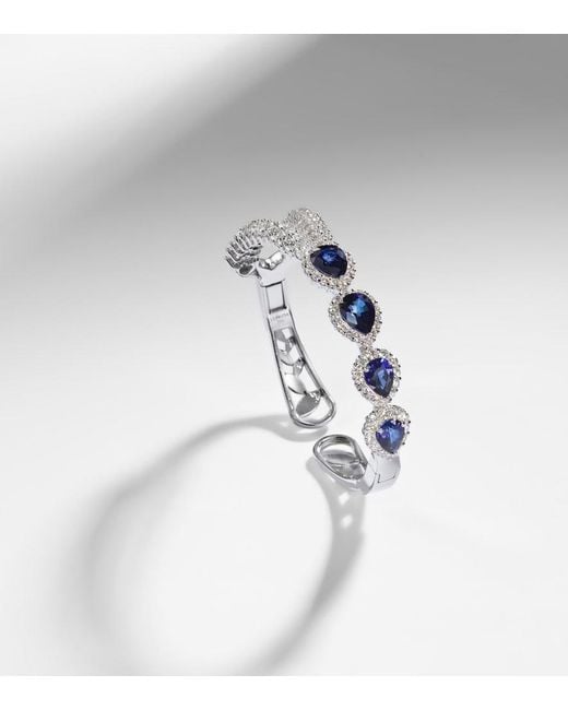 YEPREM Metallic Reign Supreme 18Kt Cuff Bracelet With Diamonds And Sapphires