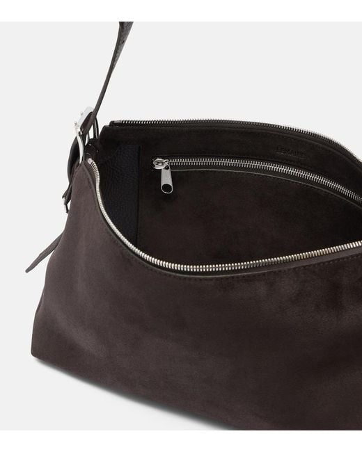 Lemaire Black Small Belted Suede Shoulder Bag