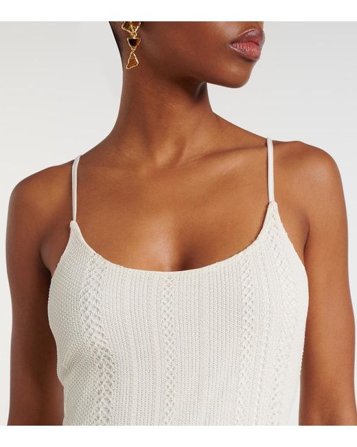 Faithfull The Brand White Treillis Crochet Cotton-Blend Midi Dress