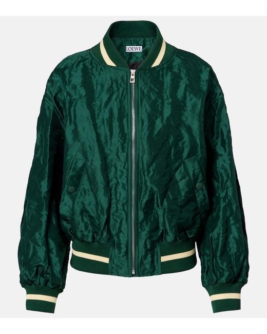Loewe Green Double L Taffeta Bomber Jacket