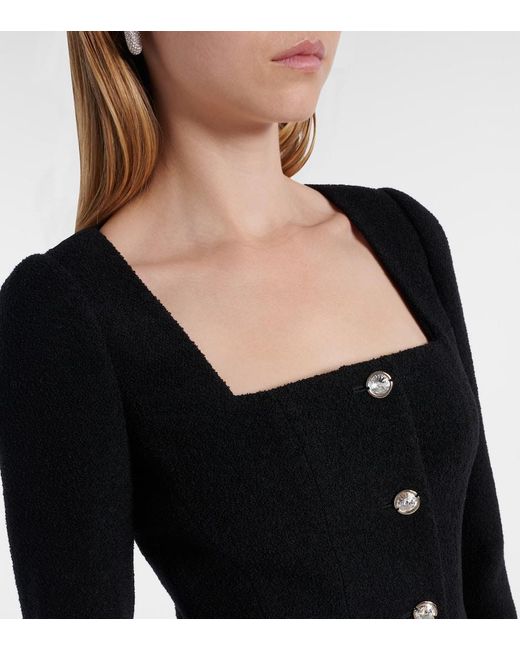Alessandra Rich Black Wool-Blend Twill Boucle Jacket