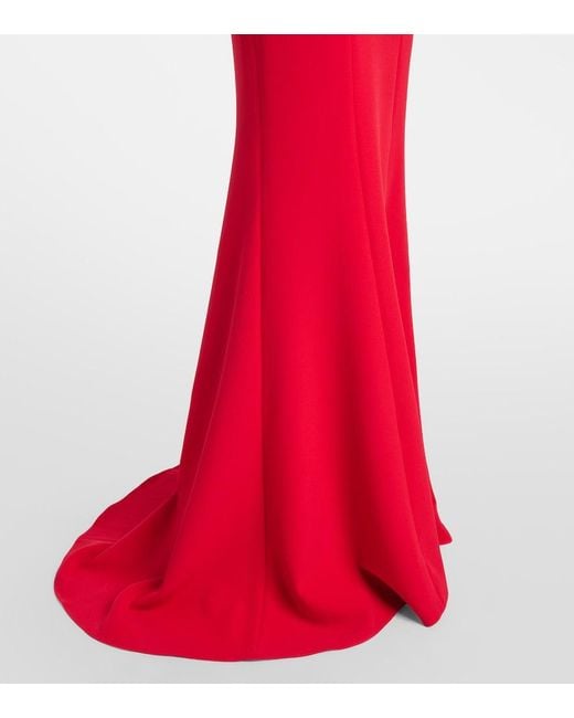 Safiyaa Red Rory Floral-Applique Crepe Gown