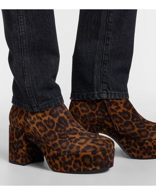 Gianvito Rossi Brown Sally Leopard-Print Suede Ankle Boots