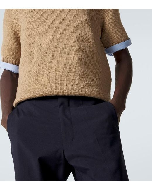 Prada Blue Wool And Mohair Straight Pants for men