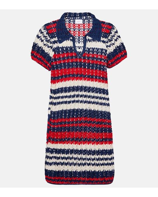 Anna Kosturova Red Crochet Cotton Polo Dress